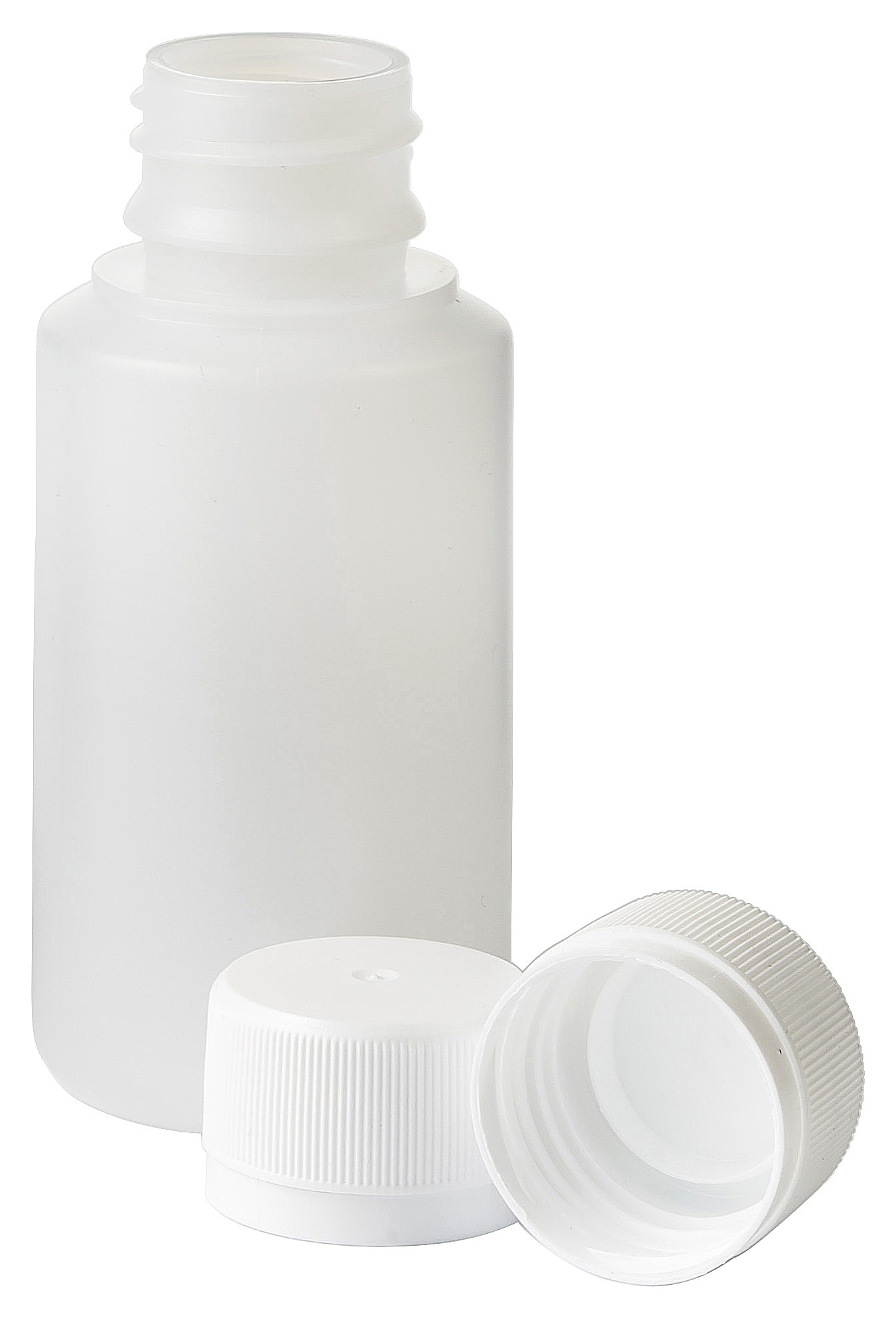 Fles HDPE naturel 100ml met 28 mm schroefmonding, inclusief verzegelbare schroefdop.