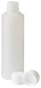 Fles HDPE naturel 250ml met 28 mm schroefmonding, inclusief verzegelbare schroefdop.