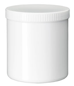 Zalfpot PLASTOBEL wit  GEDOPT  1000ml PP in kartonnen doos