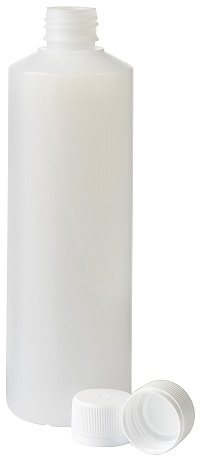 Fles HDPE naturel 500ml met 28 mm schroefmonding, inclusief verzegelbare schroefdop.